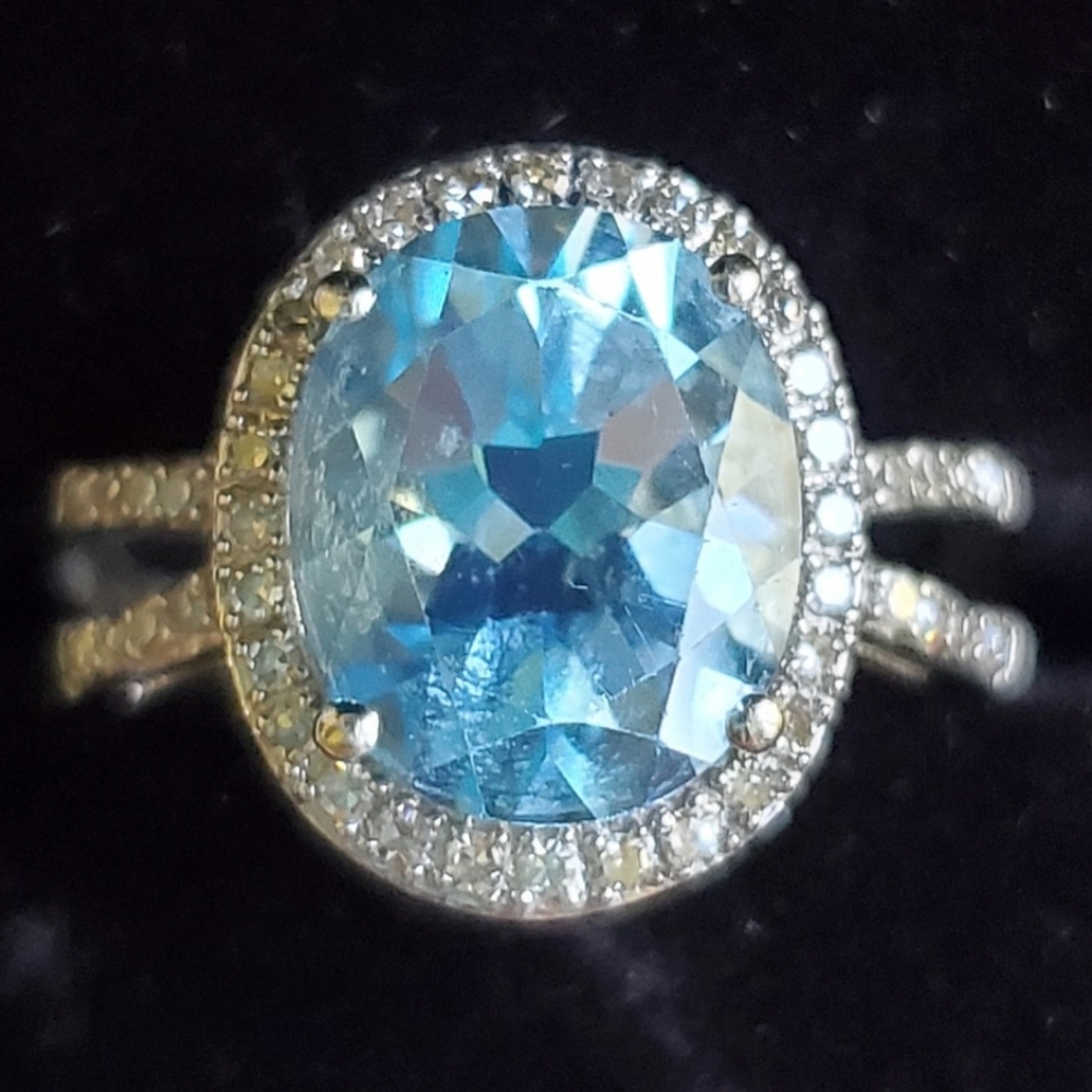 1/5 Carat t.w. Diamond and Blue Topaz Ring